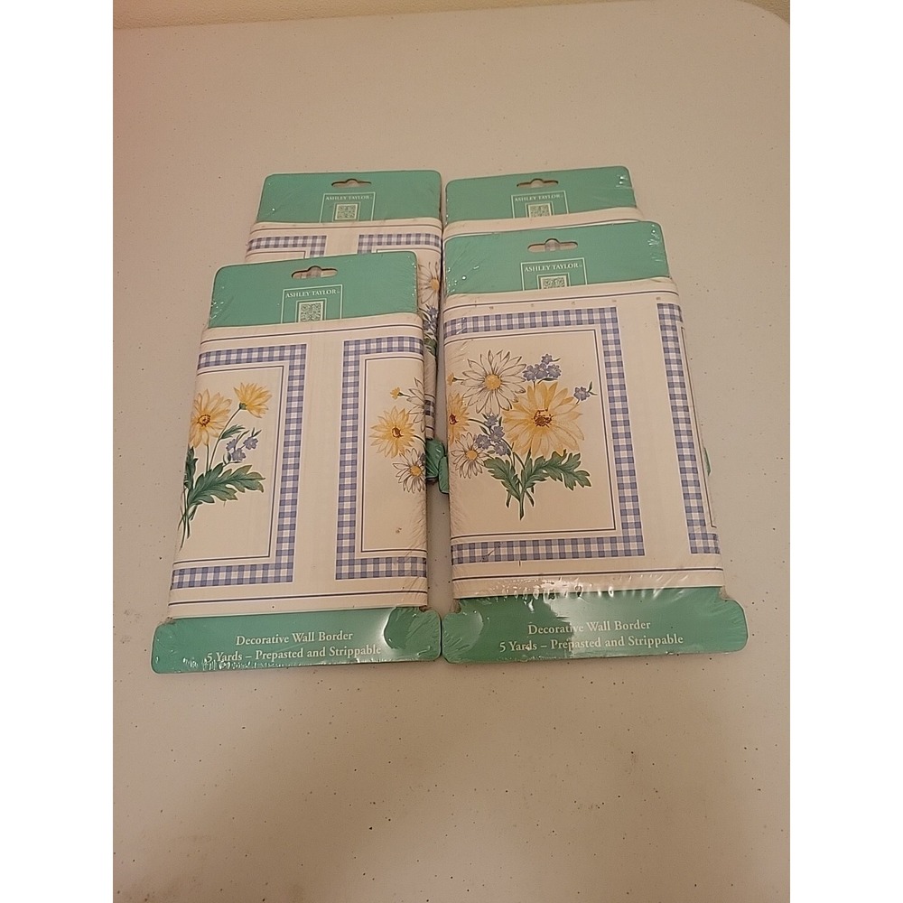 Ashley Taylor Daisy Meadow Decorative Wall Border 5yds x 6.75" 1996 Vtg Lot Of 4